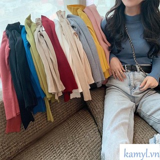 Áo len nữ cổ 3 phân nhiều màu, áo len giữ nhiệt chất len tăm cao cổ, cổ lọ dài tay loại 1 mềm mịn co dãn style hàn quốc