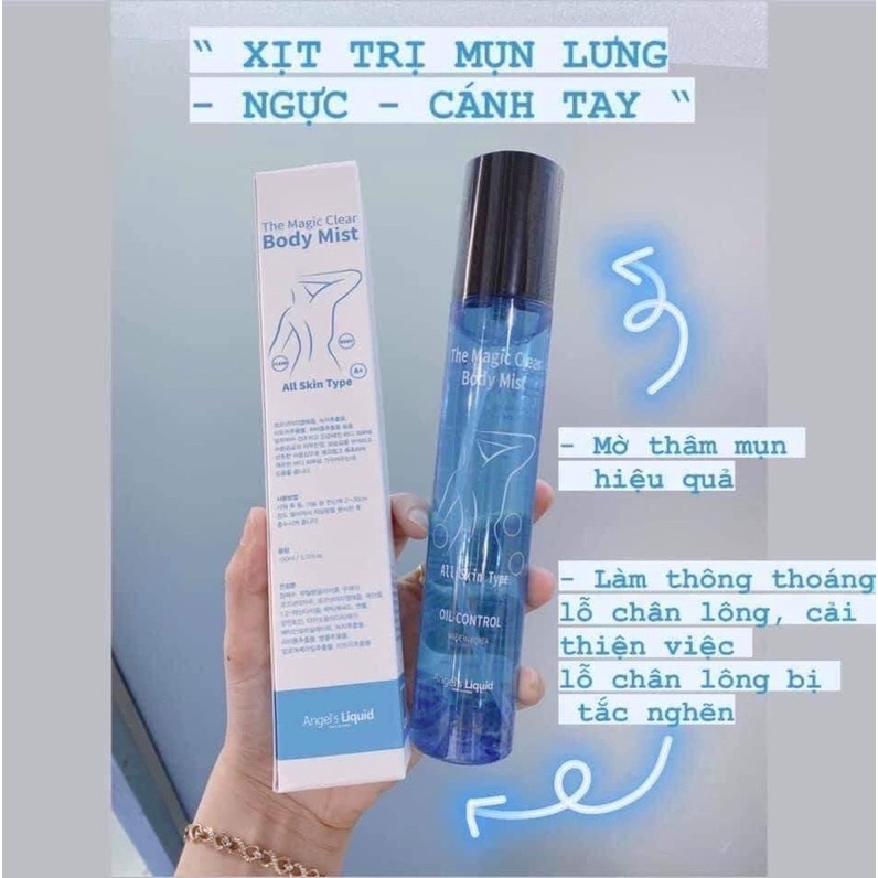 XỊT KHOÁNG VIÊN DA VIÊM LỖ CHÂN LÔNG  LƯNG THE MAGIC CLEAR BODY MIST