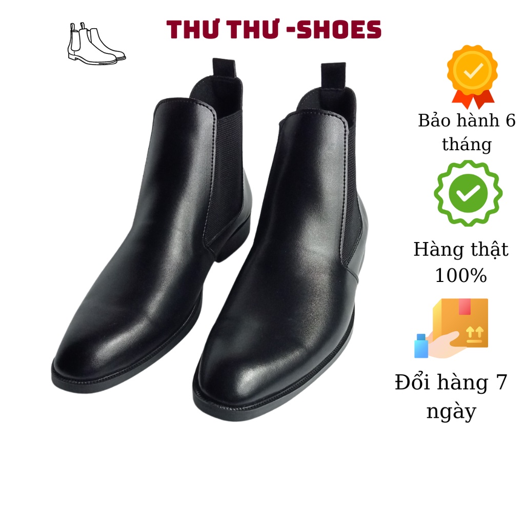 Giày chelsea boot nam,ôm chân thanh lịch ,sang trọng,da đen trơn,đế cao su,khâu chỉ chắc chắn ,đổi size dể dàng