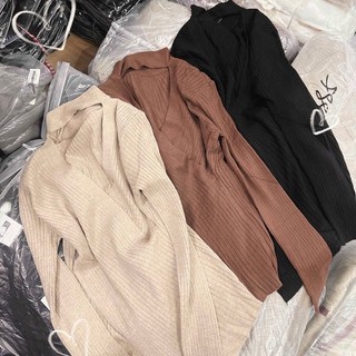 Áo len vạt chéo cổ chocker e về 4 màu