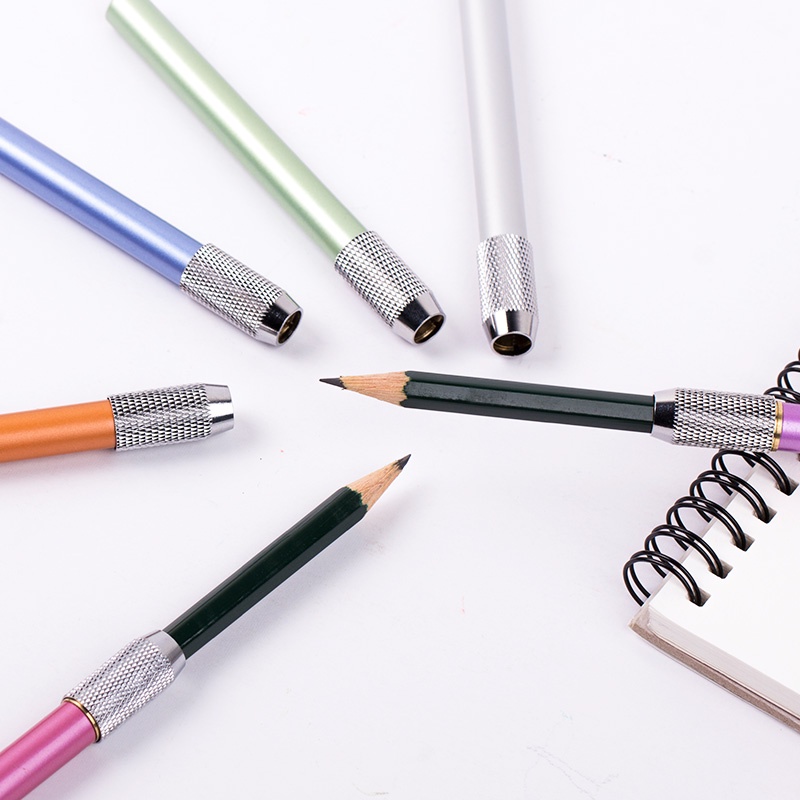1 X Dụng Cụ Nối Dài Bút Chì Vẽ 6 Màu Bằng Kim Loại 10.5 * 0.8cm