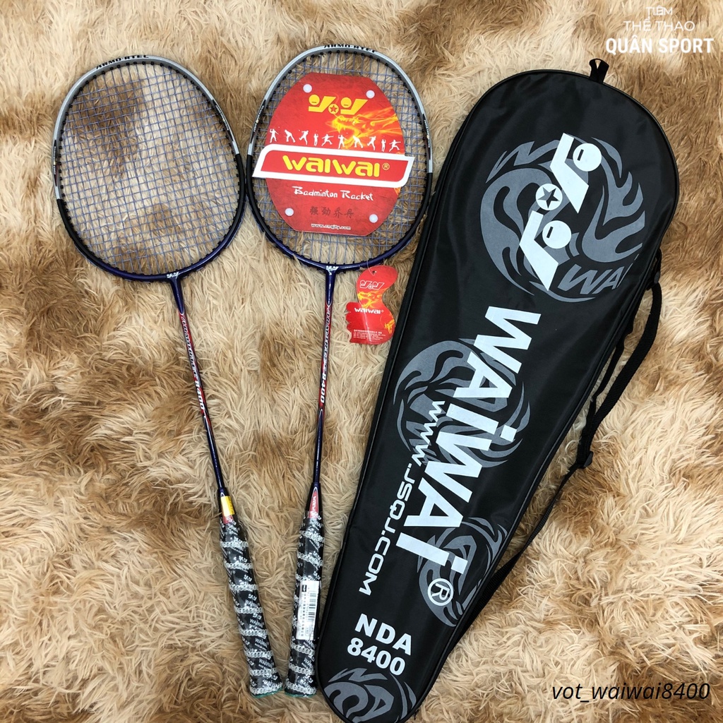 Một đôi vợt cầu lông Waiwai 8400 kèm bao đựng vợt cao cấp vợt sâu căng cước