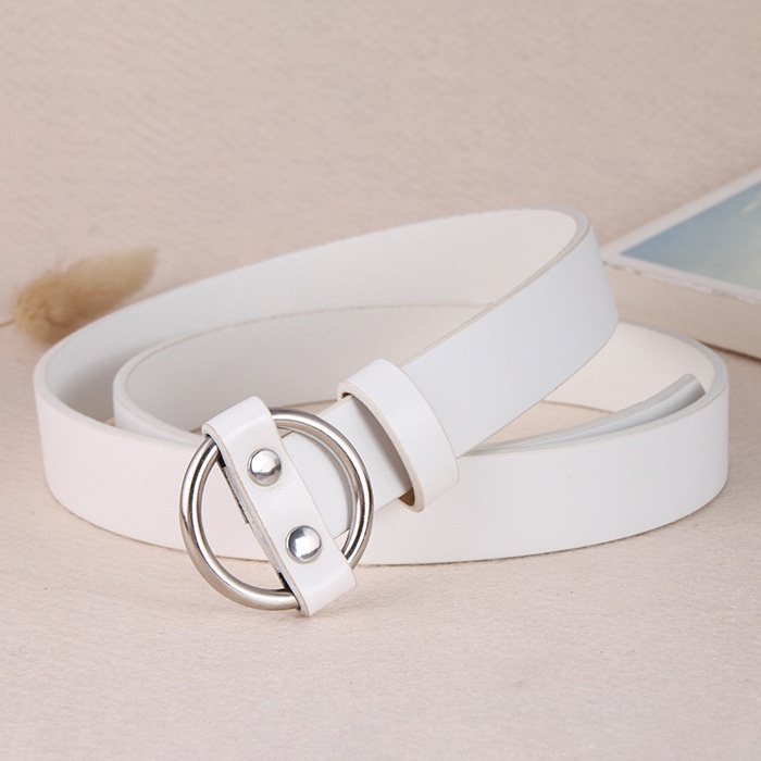 Thắt Lưng Khóa Tròn Không Xốp Phong Cách Retro Hàn Quốc Cho Nữ