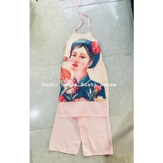 Set áo dài cách tân cổ yếm cho bé gái