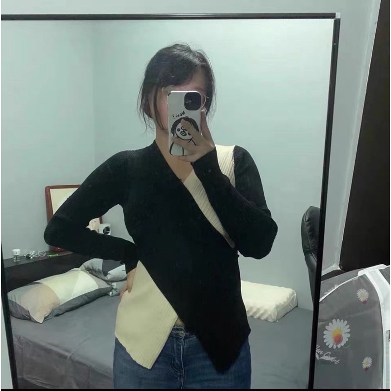 [bigsize 55-100kg] Áo vạt chéo thiết kế tôn dáng mix màu điệu đi chơi đi tiệc, sang chảnh thanh lịch