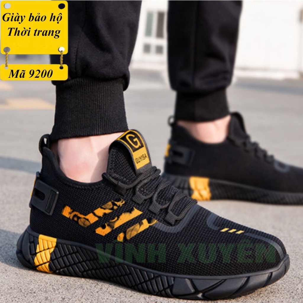 Giầy Bảo Hộ Lao Động Nam Nữ Thời Trang Siêu Nhẹ Thoáng Khí Mũi Thép Chống Va Đập Lót Kevlar Chống Đinh Công Trường
