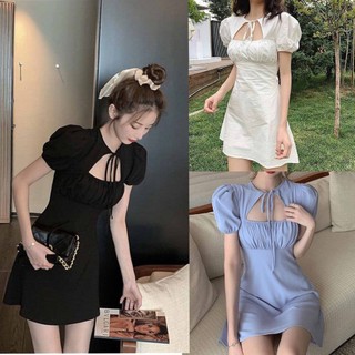 Váy đầm nữ tay bồng v012 nhún ngực dáng a freesize phom ôm tôn dáng anyashop234