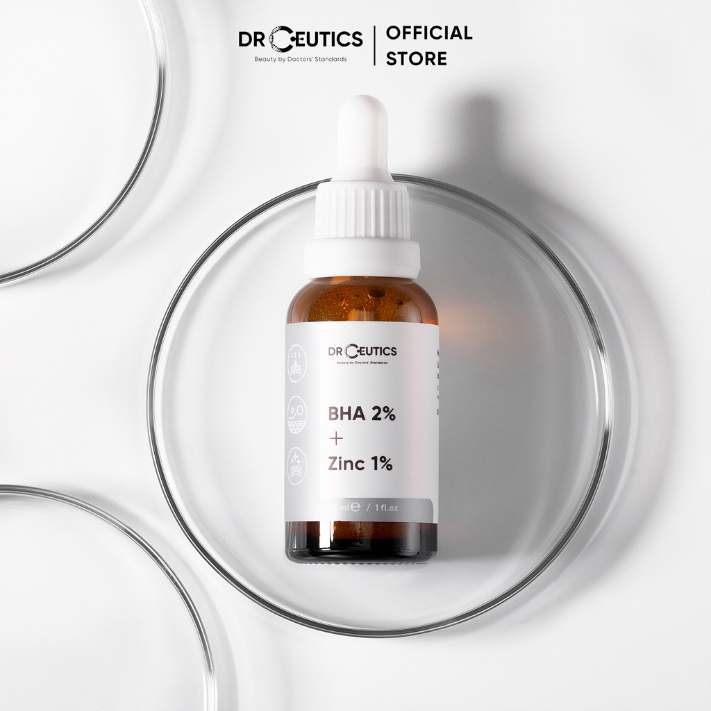 Tinh Chất Giảm Mụn Và Giảm Sưng Mụn DrCeutics BHA 2% + ZinC 1% Serum 30ml