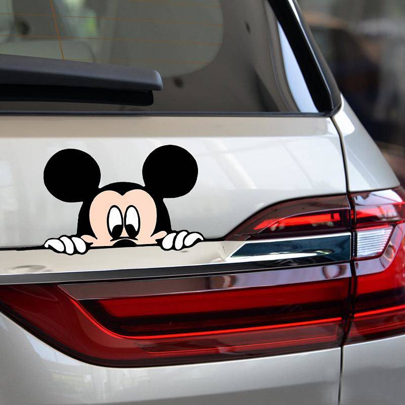 Mickey Mouse Bumper Stickers Personality Cute Cartoon Mickey Minnie Car Side Door Sticker Window Rear Glass Creative Stickers 7eFX
