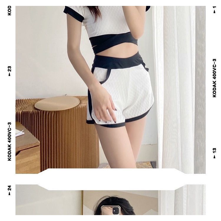 Đồ bơi nữ kín đáo  2022 đùi đi biển Hàn Quốc 2 mảnh bigsize kiểu Quảng Châu Đẹp Co Giãn 8066 D9T2