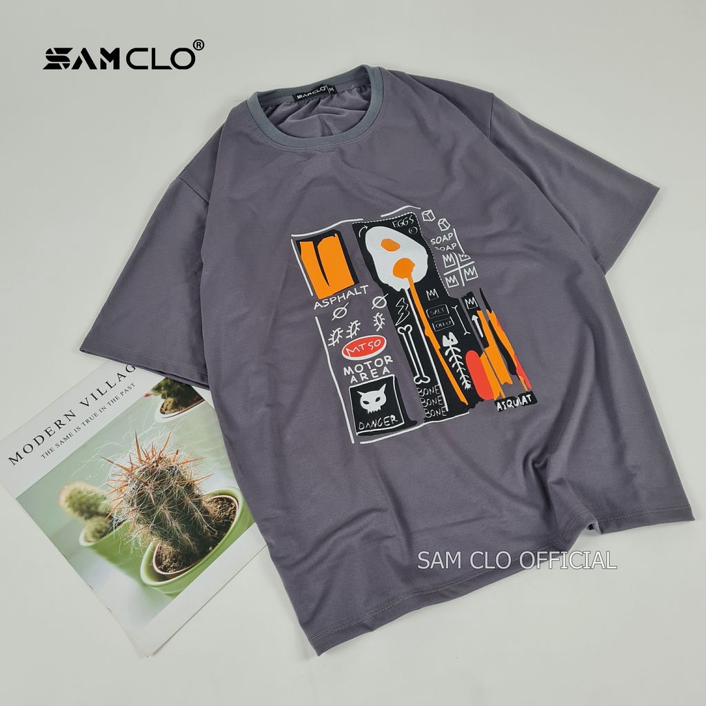 Áo thun nam nữ tay lỡ SAM CLO phông form rộng dáng Unisex, mặc cặp, nhóm, lớp in hình TRỨNG ỐP LA chữ DANGER