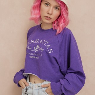 Áo croptop tay dài manhattan tím
