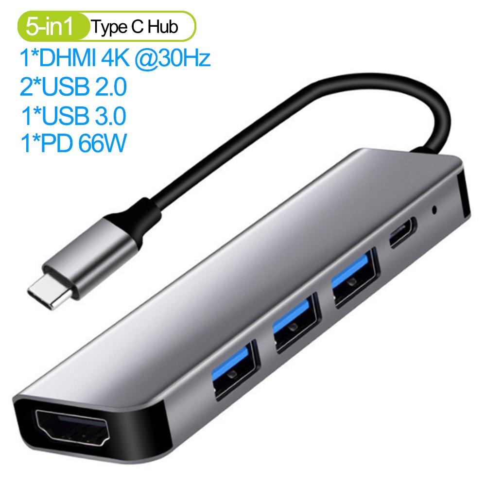 Hub Chia Cổng USB Type C HDMI USB 3.0 RJ45 PD Cho Macbook Pro Laptop