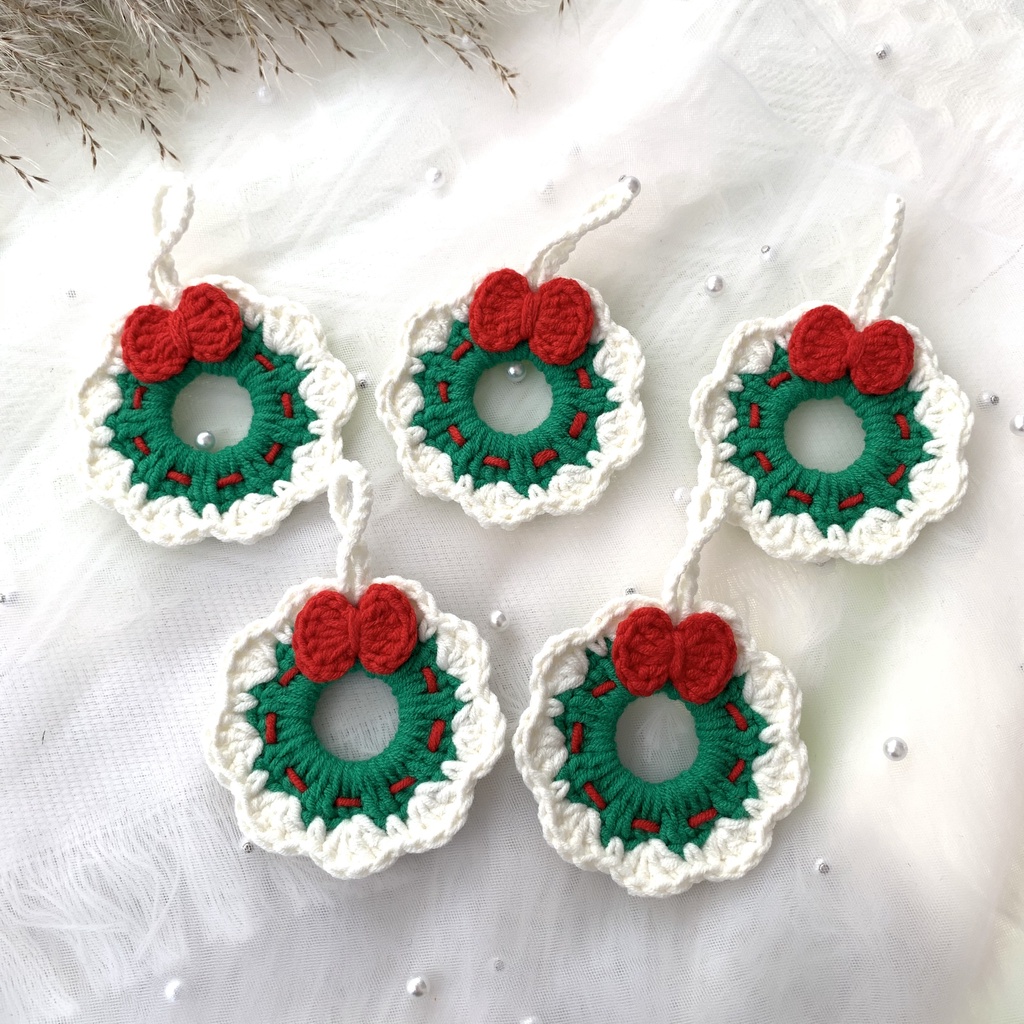 Móc khóa Noel - Móc khóa bằng len Noel - Pin cài trang trí giáng sinh - Trang trí Noel - Móc khóa bằng len Noel