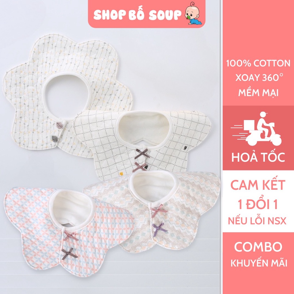 Yếm tròn xoay 360, Yếm Cotton siêu mềm mịn thấm hút tốt nhiều màu sắc cho bé Shop Bố Soup