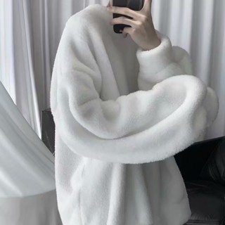 【S-3XL Áo Sweater Lông Nam Cừu Nỉ Cổ Thuyền Thời Trang Hàn Quốc Chất Lượng Cao Cho Áo Sweater Dài Tay Ấm Áp Phong Áo Len Đan Nam Cổ Cao