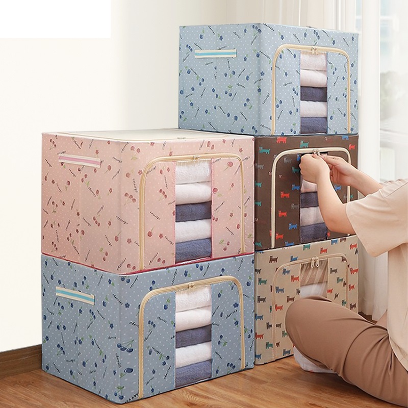 Hộp khung thép Đựng Quần Áo Túi Vải Đựng đa năng vừa đựng quần áo vừa làm ghế siêu bền