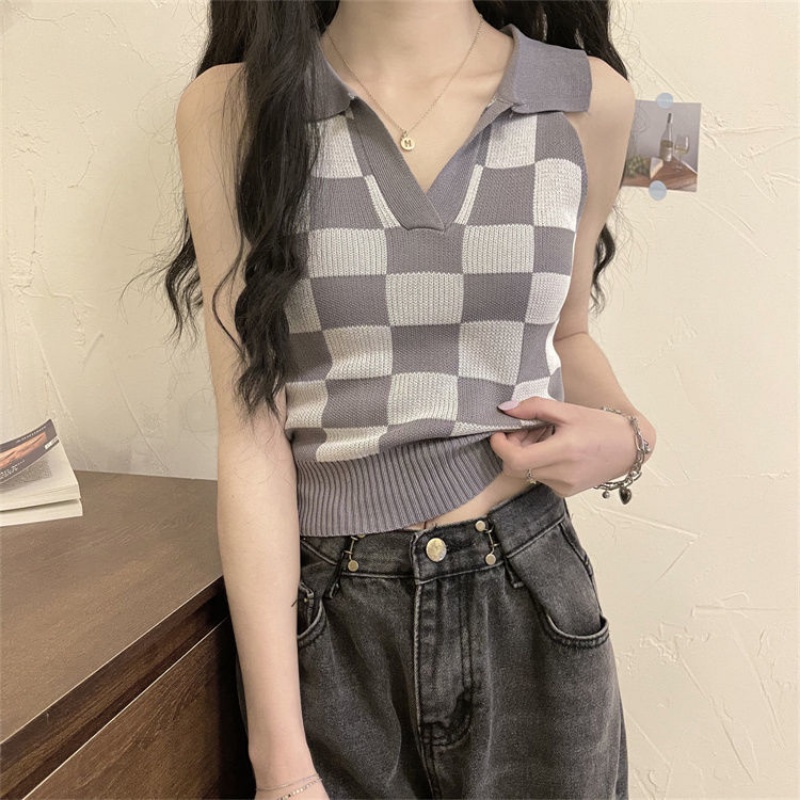 Áo Dệt Kim Không Tay Cổ Chữ V Dáng Ôm Thời Trang Mùa Hè Hàng Mới 2022 Dành Cho Bạn Nữ