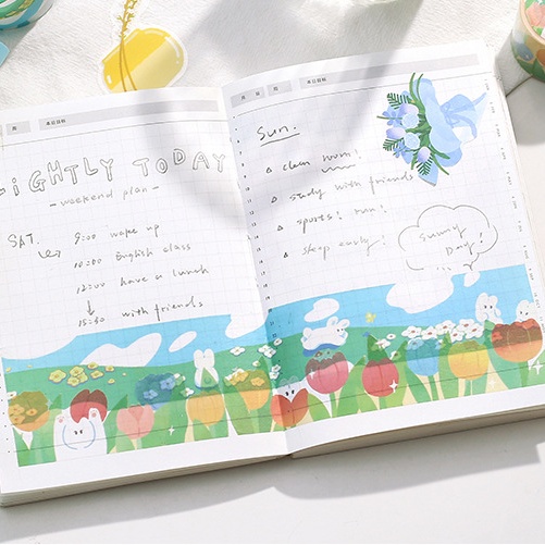 Idako idako  băng keo washi sức sống lớp sao băng vẽ tay sticker anime động vật dễ thương hôm nay nhẹ nhàng dễ thương DT108