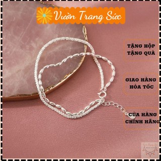 Lắc tay bạc nữ S925 - Vòng tay nữ bạc Ý 2 lớp Double Bracelet cá tính, sang trọng Vườn Trang Sức