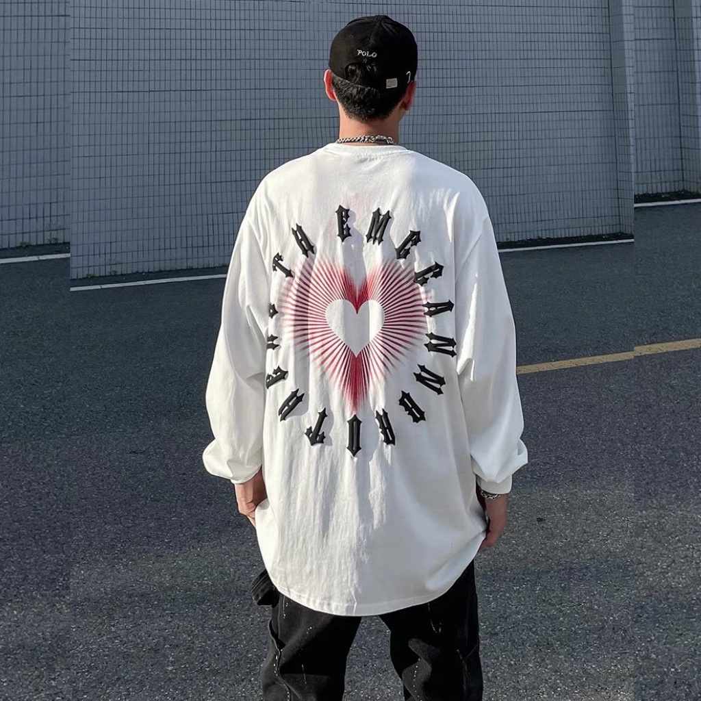 Áo sweater unisex CCANN, áo longtee dài tay họa tiết trái tim form rộng XESINU