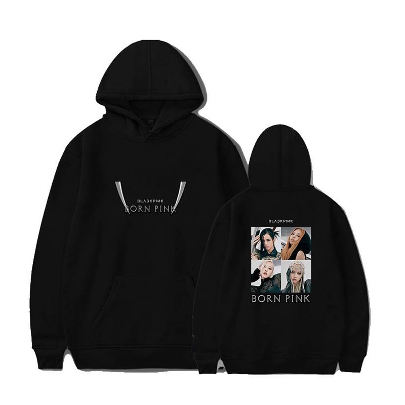 Tốt Nhất Áo Hoodie Dáng Rộng Màu Hồng In Chữ Blackpink BORN Thời Trang Thu Đông Dành Cho Nữ We