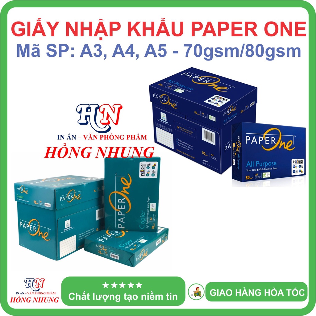 [HỒNG NHUNG] Giấy In A4 Paper One - Định Lượng 70gsm/80gsm, Chất Lượng Tốt, Hàng Giấy Thùng