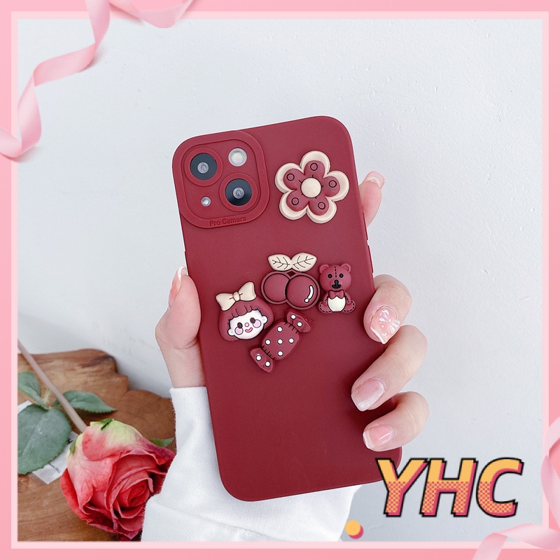 Ốp iphone Hình Hoa Màu Đỏ Đáng Yêu Cho Iphone6 6splus 7 7plus 8plus XR X XS 11 12 Pro max Plus Promax max-063