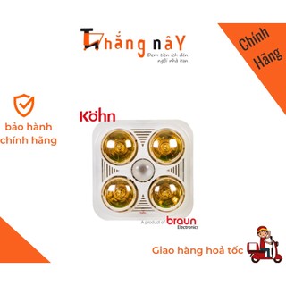 Đèn sưởi 4 bóng âm trần hộp số Braun (Kohn) BU04G - Hàng chính hãng, bảo hành 5 năm