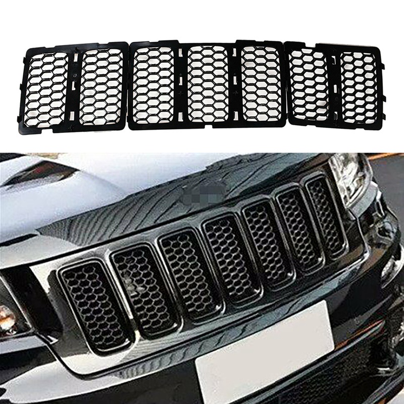 Bộ phụ kiện lưới trang trí phía trước màu đen cho xe Jeep Grand Cherokee 2014-2016