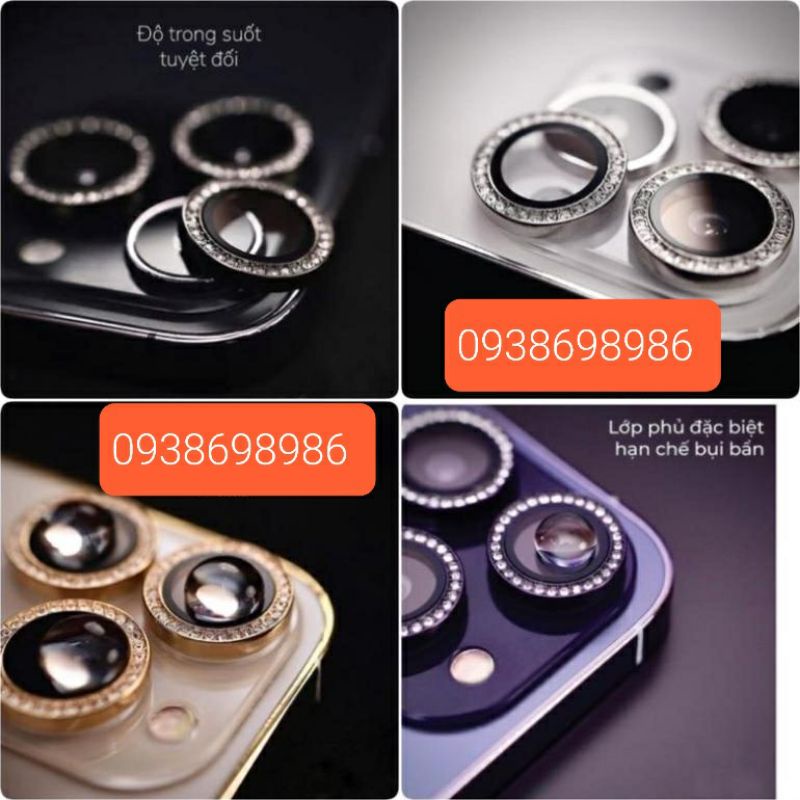 [ Tím ] Bộ 3 mắt camera đính đá iPhone 14 pro max , 14 pro , 14 plus, 14 , 13 pro max , 12 pro max ,