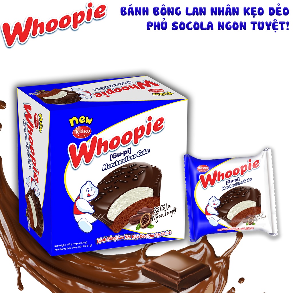 Bánh Bông Lan Chocolate Whoopie Với Kẹo Dẻo Marshmallow Phủ Sôcôla (Hộp 10 cái)