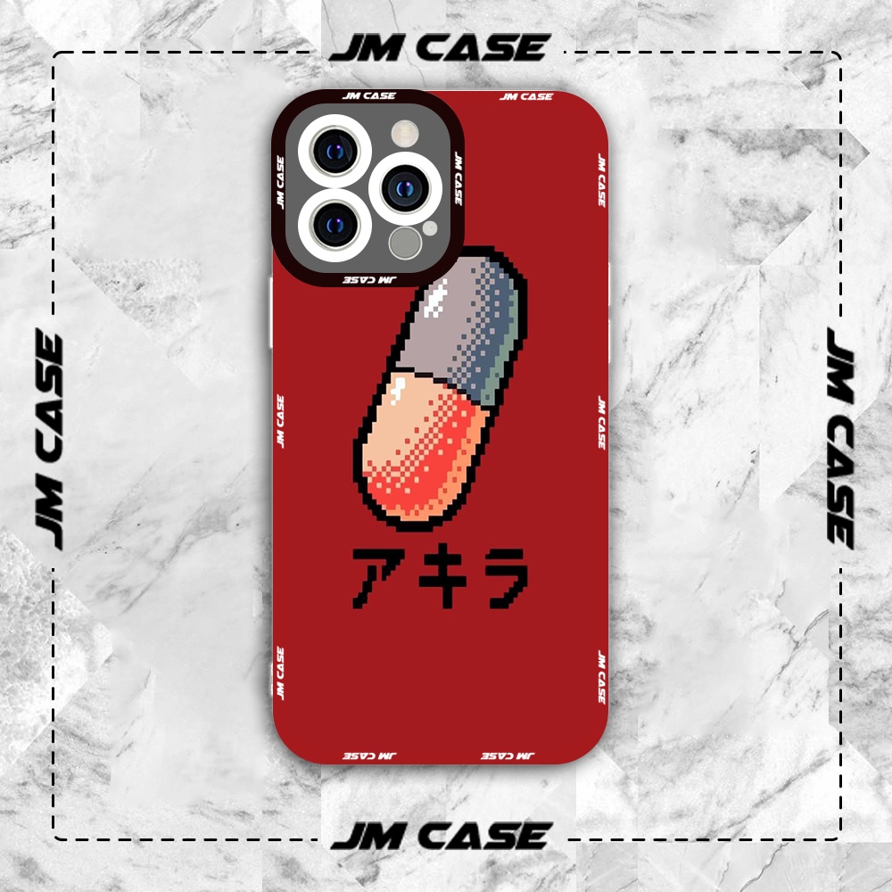 Ốp lưng iphone samsung xiaomi oppo cạnh vuông JMCase Viên Thuốc Pixel Anime Manga