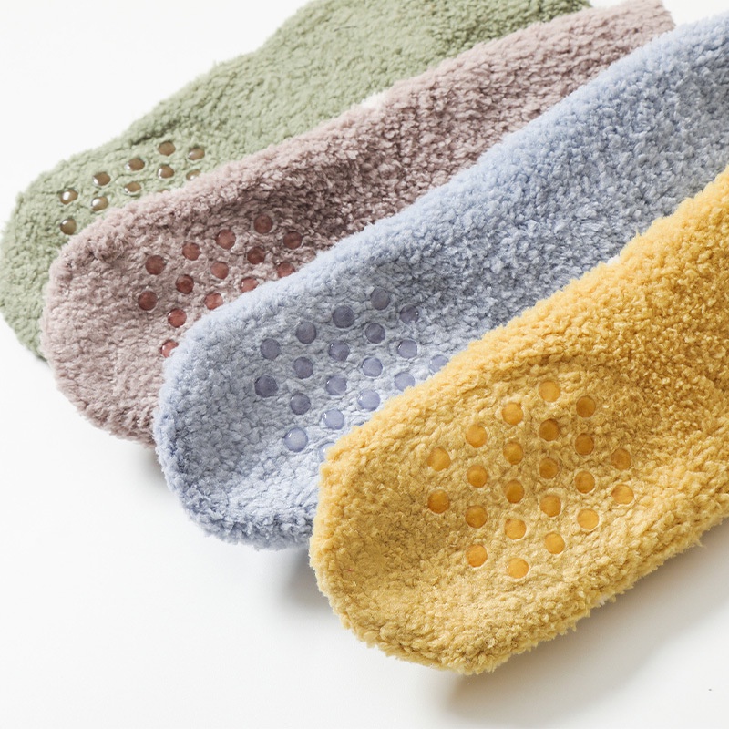 Vớ Ống Dài Lót Lông Cừu Dày Dặn Chống Trượt Họa Tiết Hoạt Hình Dễ Thương Cho Bé Sơ Sinh