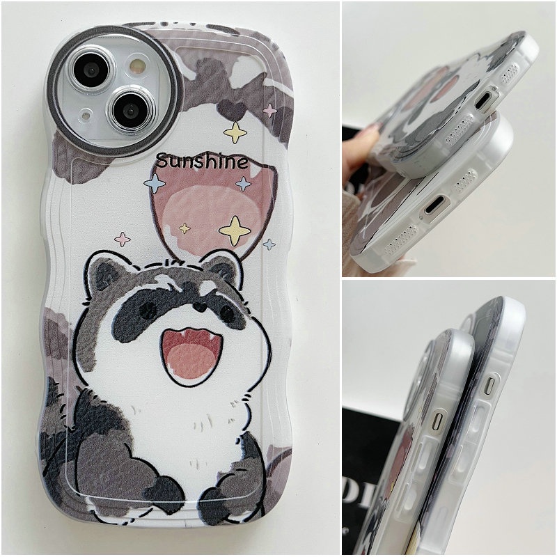 Cute Casing Redmi 12C A1 10C 10A 9C 9A 9S 8 6A 5A Note 12 4G 5G 11S 11 10s 10 Pro 9 9S 8 POCO X4 X5 M3 X3 Pro NFC Cartoon Raccoon Duck Waves Edge Fine Hole  Soft Phone Case Cover STB 07