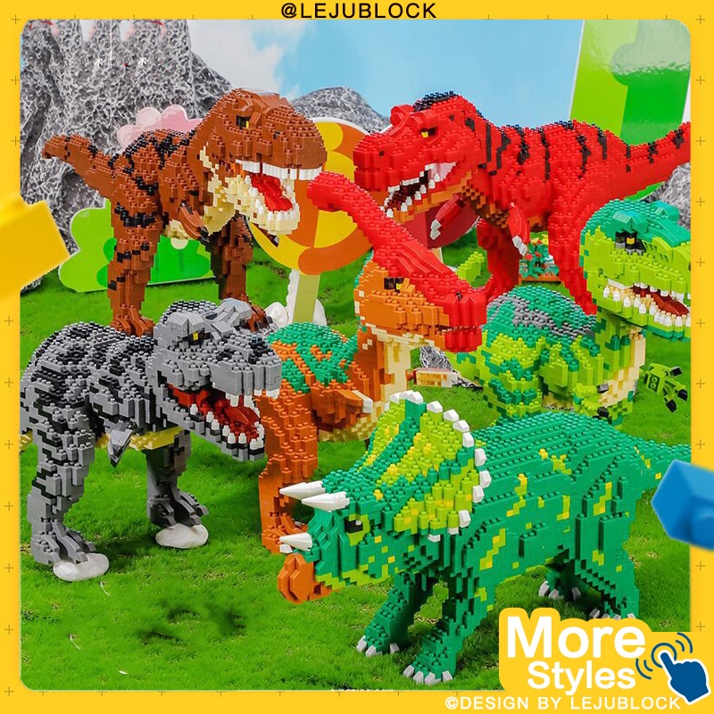 【LEJUBLOCK】khối xây dựng khủng long đồ chơi cho trẻ em Thế giới kỷ Jura trò chơi lắp hình Tyrannosaurus rex khối nano đồ chơi cho bé trai quà sinh nhật quà cho bạn trai con số triceratops búp bê pterosauria sư tử hổ vẹt mô hình hươu cao cổ