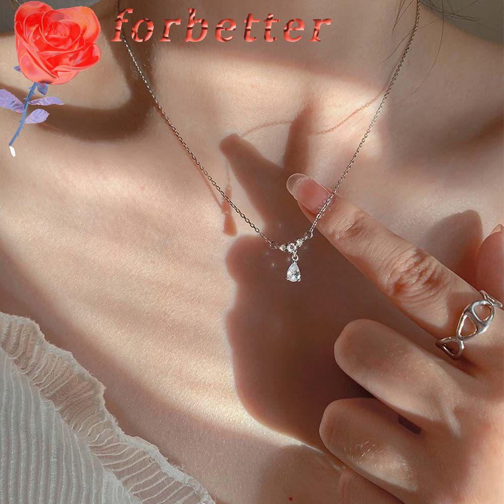 Vòng cổ Mặt Hình Giọt Nước Đính Đá Zircon Phong Cách Hàn Quốc Thanh Lịch Cho Nữ|Vòng cổ Hợp Kim Nhiều Màu Sắc Cá Tính