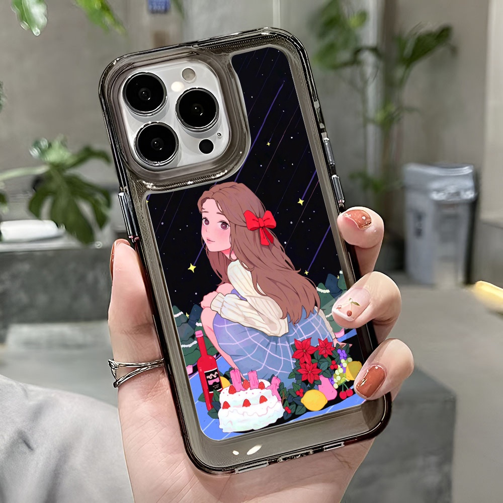 Ốp Điện Thoại Trong Suốt Hình Cô Gái Không Gian Cho iphone 14 Pro Max 13 11 12 7Plus X XR XS Max 8 7