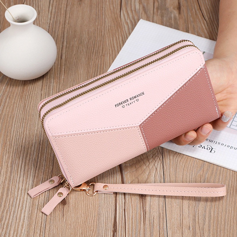 IELGY Ví Dài Ghép Màu Tương Phản Sức Chứa Lớn Cho Nữ