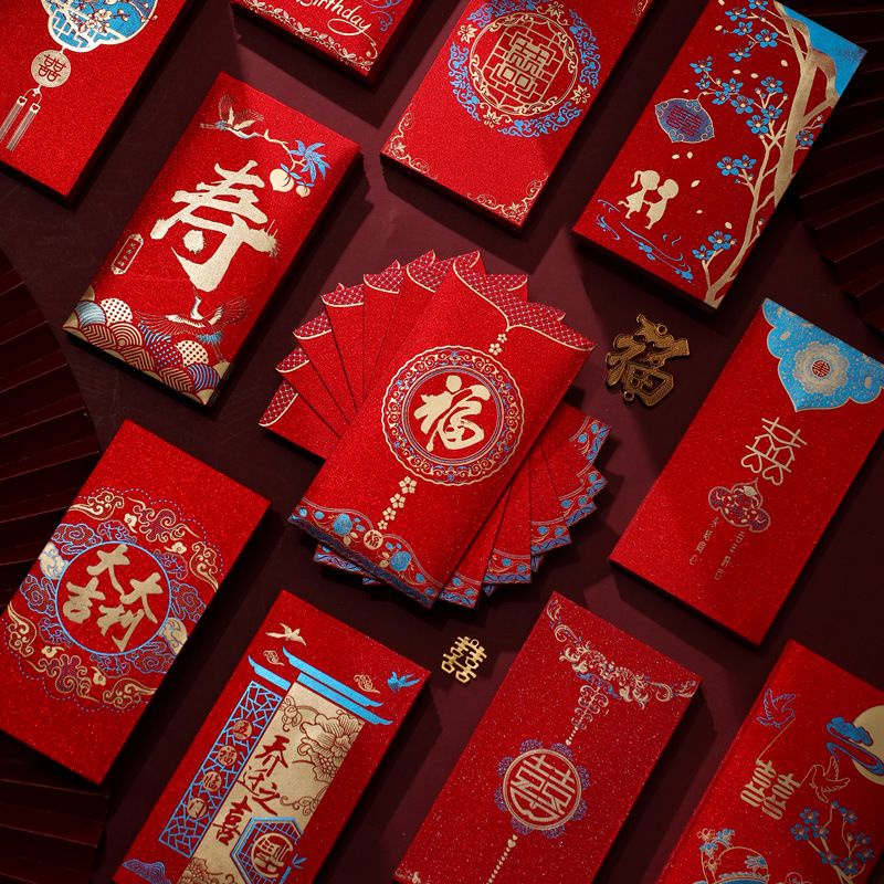 (XẢ HÀNG) SET 10 BAO LÌ XÌ KIM TUYẾN CHO ĐÁM CƯỚI