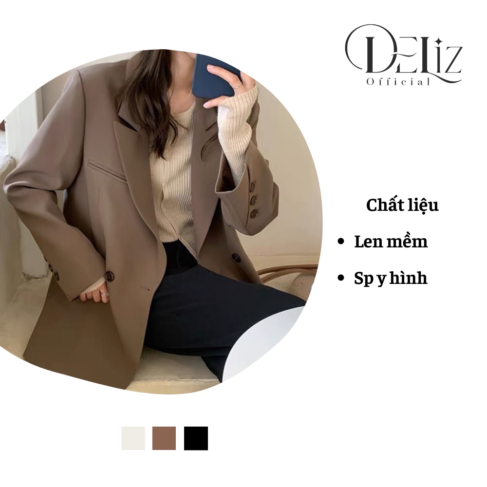 Áo khoác blazer công sở DELIZ, áo vest nữ 2 lớp Hàn Quốc