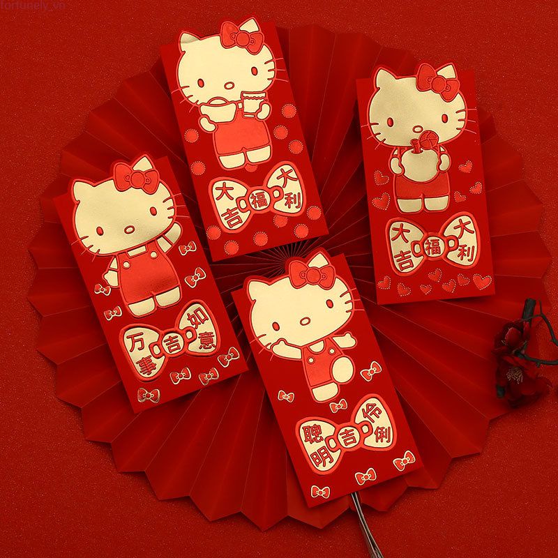 【Ready Stock】 12 2023 Mickey Hello Kitty Năm Mới Ốp Lưng Đỏ 3d Hoạt Hình Dễ Thương Đỏ Túi Năm Mới may Mắn Gói Tin