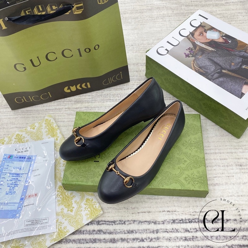 Giày búp bê da mịn cao cấp móc vàng