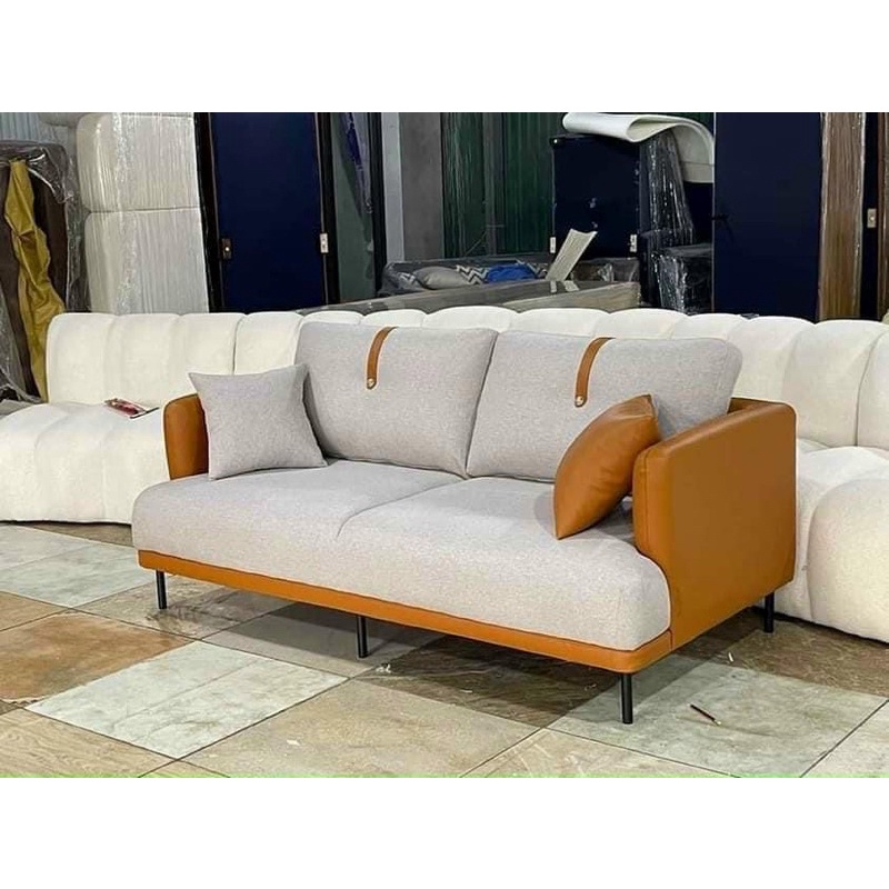 Ghế sofa da phối màu tự chọn khung gỗ tự nhiên, đệm lò xo êm ái chịu dễ dàng vệ sinh