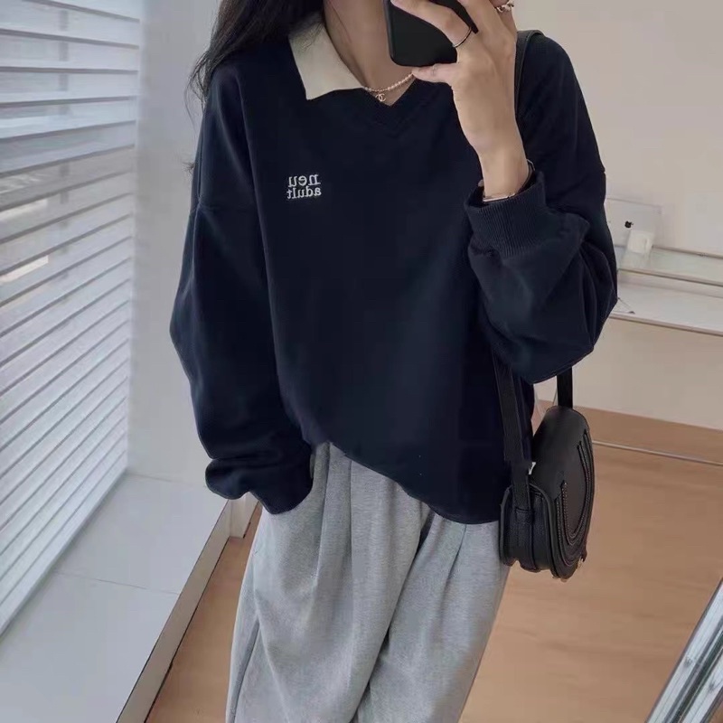 Áo Polo Dài Tay Màu Xanh Đen OrderTaobao Hàng Quảng Châu Cao Cấp