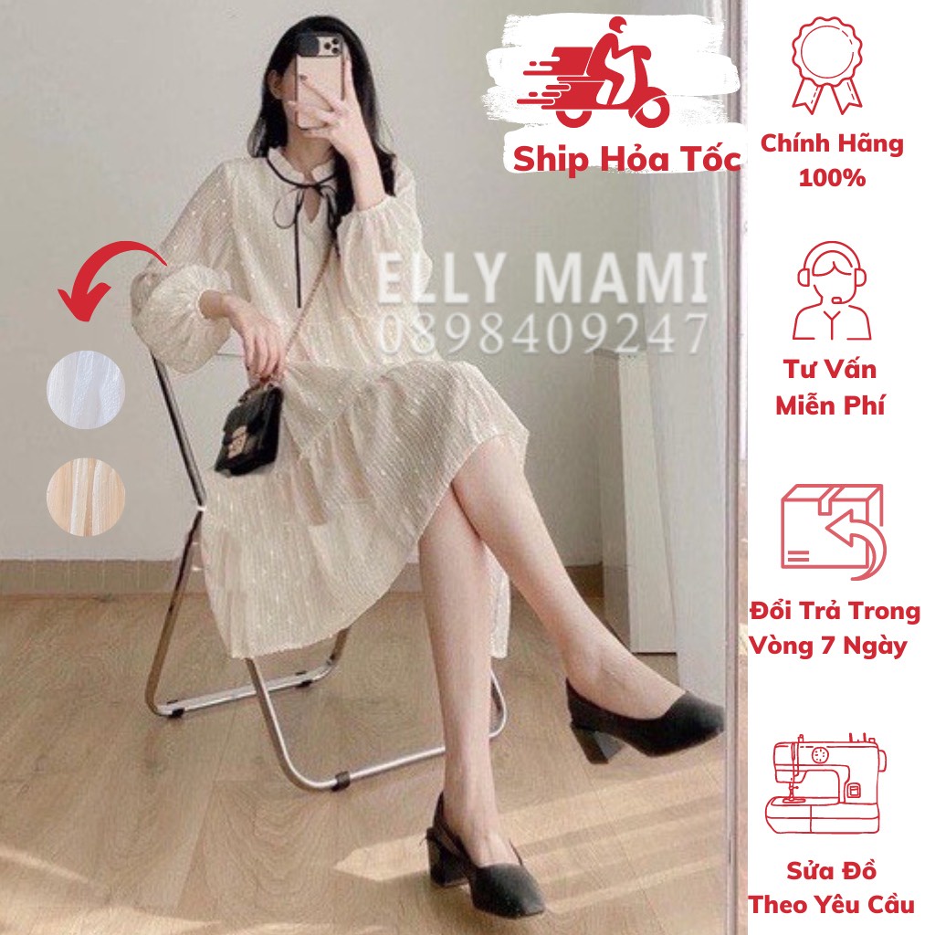 ( 40kg - 65kg ) Đầm Bầu , Suông Tiểu Thư Form Dễ Mặc Thoải Mái Suốt Thai Kì & Sau Sinh Thiết Kế Cao Cấp