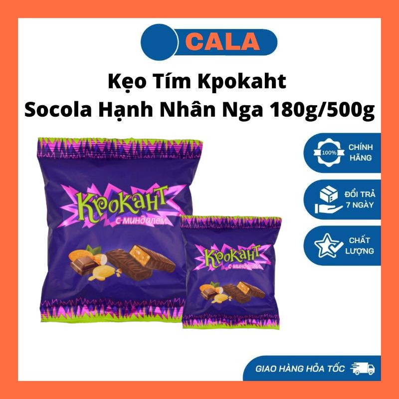 Kẹo Tím Krokaht Socola Hạnh Nhân Nga 180g