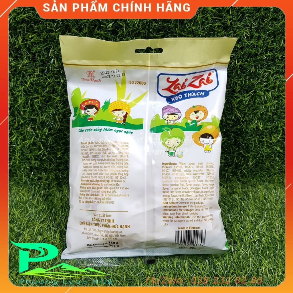 Kẹo thạch Zai Zai cái vuông nhai là thích hương vị trái cây tổng hợp túi 350g