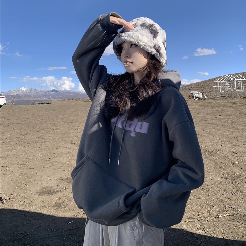 SUXI Áo Nỉ Nữ Dài Tay Có Mũ Thời Trang Hàn