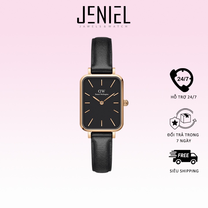 Đồng hồ Nữ Daniel Wellington dây da - Quadro Pressed Sheffield 20x26mm DW00100435